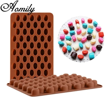 Aomily 55 Delik Klasik Kahve Çekirdekleri Şekilli 3D Silikon Çikolata Jöle Şeker Kek Kalıp DIY Pasta Bar Mini Buz Blok Kalıp Aracı