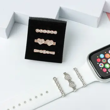 Apple Watch Band için Elmas Aşk Süs Metal Takılar Dekoratif Yüzük Samsung Huawei Amazfit Bandı Kayışı Aksesuarları