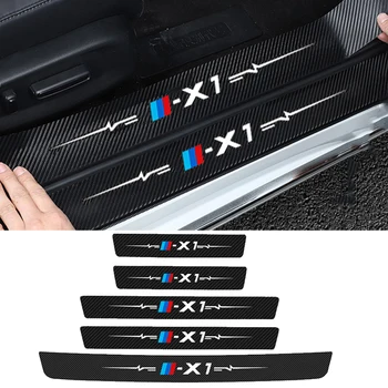 Araba Aksesuarları Karbon Fiber Oto Kapı Eşiği Koruyucu Şerit Çıkartmaları Bmw X1 Logo Anti Scratch Gövde Eşik Çıkartmalar