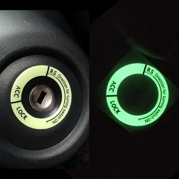 Araba floresan ışık ateşleme 3D Sticker anahtarı daire Oto motosiklet Styling Nigh parlayan halka çıkartmalar dekorasyon