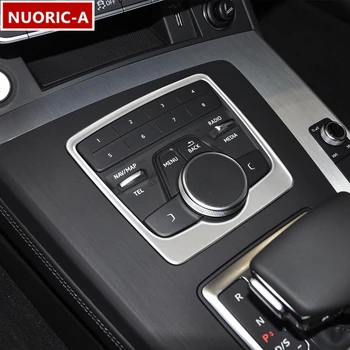 Araba Vites Paneli Multimedya Düğmeleri Çerçeve Dekorasyon Kapak Trim İçin Audi Q5 FY 2018-2021 İç Karbon Fiber Renkli Etiket