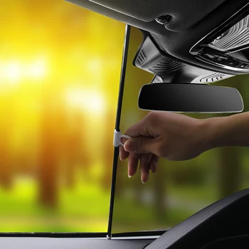 Araç ön camı Perde Geri Çekilebilir Seti Katlanır araba güneşliği Kapak Yansıtıcı Film Perdeleri Anti-UV Araba Güneş Gölge