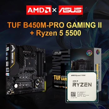 ASUS Yeni TUF B450M-PRO OYUN II Anakart + AMD Ryzen 5 5500 R5 5500 3.6 GHz 6 Çekirdekli Oniki İplik CPU İşlemci Soketi AM4 7NM