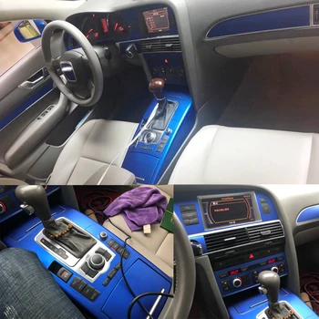 Audi için A6 C6 2005-2011 İç Merkezi Kontrol panelli kapı Kolu 3D / 5D Karbon Fiber Etiketler Çıkartmaları Araba styling Aksesuar