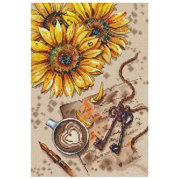 Ayçiçeği ve Harfler Desenler Sayılan Çapraz dikiş setleri Toptan El Yapımı 11CT 14CT Çapraz dikiş kitleri Nakış İğne