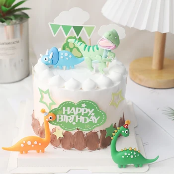 Bebek Duş Favo Yumuşak Sakız Dinozor Kek Dekorasyon Çocuk Mutlu Doğum Günü Topper Pişirme Çocuk çocuk Dinozor Parti Malzemeleri Hediyeler