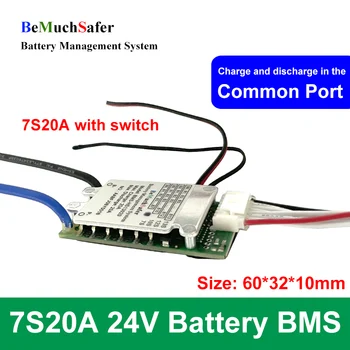 BeMuchSafer 7S 20A 24V Pil BMS Ortak Port 7S15A 7S20A Sıcaklık Sensörü İle On / Off Anahtarı Kompakt Boyut BMS DIY Paketi için