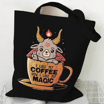 Benim Kahve Gibi Nasıl Benim Sihirli Karikatür Katlanabilir kadın Çanta Rahat Moda Kullanımlık Omuz Alışveriş Tote çanta
