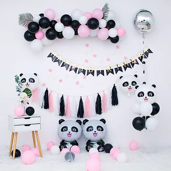 Beyaz Siyah Panda Balon Kemer Kiti Doğum Günü Partisi Dekorasyon çocuklar Panda Balon Garland Bebek Duş Panda Arka Planında