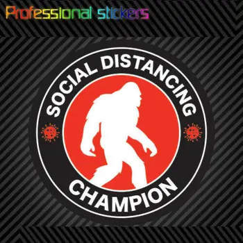 Bigfoot Sosyal Mesafe Şampiyonu Sticker Vinil Sasquatch İnanıyorum Büyük Ayak Çıkartmalar Arabalar, Bisikletler, Dizüstü Bilgisayarlar, Motos