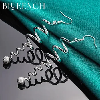 Blueench 925 Ayar Gümüş Bahar Buzlu Top Küpe Bayanlar Düğün Parti Doğum Günü Kişilik Moda ıns Takı