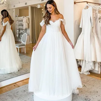 Boho Zarif Sevgiliye düğün elbisesi 2022 Spagetti Sapanlar Fermuar Fırça Tren Şifon Gelin Elbise Vestidos De Noiva Custom Made