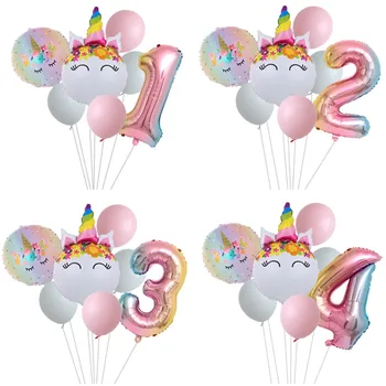 Büyük Sayı Unicorn Balon Folyo Balon 1st Yıl Doğum Günü Partisi Dekorasyon Globos Çocuk Unicorn Tema Parti Topları Düğün Oyuncak Hediye