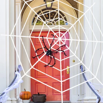 Cadılar bayramı Süslemeleri Ev için 150/250cm Beyaz/Siyah Yapay Örümcek Ağı Terör Cadılar Bayramı Partisi Bar Perili ev Örümcek Ağı