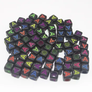 CHONGAI 100/3000 Adet Siyah Mix Renkler Akrilik Tek Alfabe /Mektup Küp Boncuk Takı Yapımı İçin DIY dağınık boncuklar 6X6mm