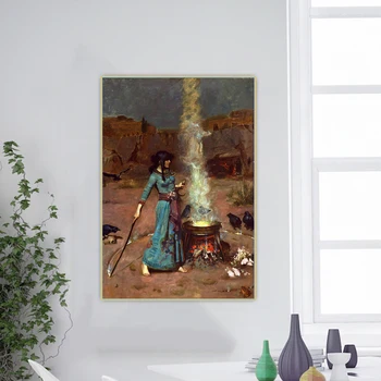Cıton William Waterhouse《sihirli daire》Tuval Sanat Yağlıboya Sanat Posteri Resim Duvar Dekor Ev Oturma Odası Dekorasyon