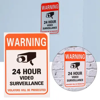Dayanıklı Kamu Alanı Alarm Etiketi Su Geçirmez Video Gözetim Etiket Güvenlik Malzemeleri 24H Video Kamera Uyarı İşaretleri