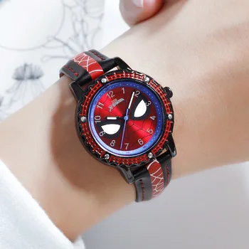Disney Örümcek adam Çocuk Saatler Erkek Deri Kuvars Çocuk Kol Saati Okul Öğrenci Saat Hediyeler relogio ınfantil montre