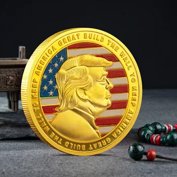Donald Trump Tahsil Altın Kaplama Hatıra Parası Büyük Ulusumuzun Geleceğini Güvence Altına Almak için Duvarı İnşa Et hatıra parası