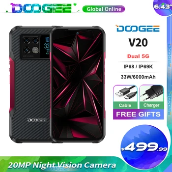 DOOGEE V20 5G Sağlam Telefon 8 + 256GB 64MP Kamera 6000mAh Telefon 5G 6.43 