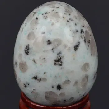 Doğal Taş Yeşil Mavi Yeşim Küre Yumurta Çakra Şifa Reiki Taş Oyma Dekoratif El Sanatları W / Standı, Mineraller