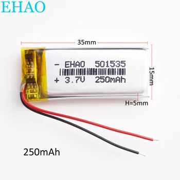 EHAO 501535 3.7 V 250mAh pil Lityum Polimer LiPo şarj edilebilir pil İçin Mp3 GPS kulaklık mobil elektronik parça