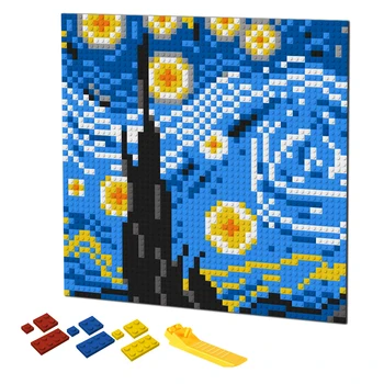 El yapımı Piksel Sanat DIY Yıldızlı Gece Pop Yapı Taşları Mozaik Yapboz Odası Dekoratif Boyama By Numbers MOC Oyuncaklar Benzersiz Hediye