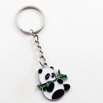 Emaye Hayvan Siyah Beyaz Panda Anahtarlık Metal anahtar zincirleri Kolye Tuşları Araba Çanta Çanta Çift Anahtarlık Takı Bijoux hediye