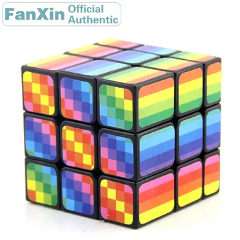FanXin Gökkuşağı Renkli Ayna 3x3x3 Sihirli Küp 3x3 Profesyonel Hız Bulmaca Bükülen Zeka Oyunları Antistres Eğitici Oyuncaklar Çocuklar