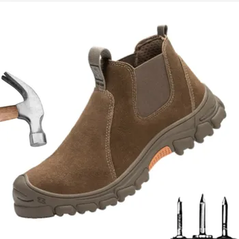 Flip Deri Emek Sigortası Ayakkabı Anti-smashing Anti-piercing Güvenlik Ayakkabıları Nokta Yüksek top iş ayakkabısı Kaynak Koruyucu Bot