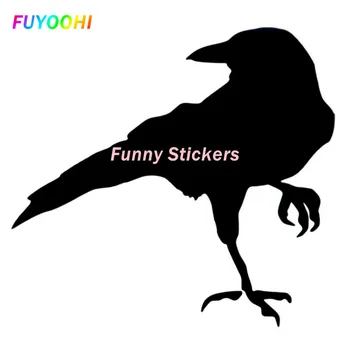 FUYOOHİ Komik Çıkartmalar Dış Aksesuarlar Raven Kuş Yaratıcı Vinil Araba Sticker Dekor Çıkartması Siyah / beyaz Araba-styling