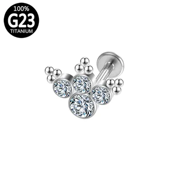 G23 Titanyum Yüzük İç Dişli sarmal dekorasyon Septum Zirkon Unisex Kulak çıtçıt Takı 16g Labret Kristal Dudak göbek takısı