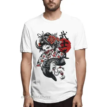 Goth Japon Geyşa Kız Vaporwave Cyberpunk Popart Kentsel Tarzı Yaratıcı Ekip Boyun Saf Pamuk erkek tişört
