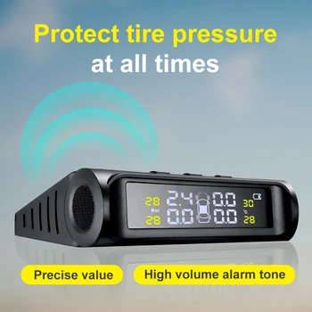 Güneş Enerjisi TPMS Araba lastik basınç alarmı Monitör Sistemi Oto Güvenlik Alarm Sistemleri Lastik Basıncı Sıcaklık Uyarısı