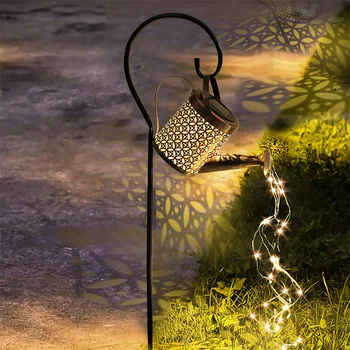 Güneş sulama kovası ışık asılı su ısıtıcısı fener ışık su geçirmez bahçe dekor Metal Retro lamba açık masa veranda çim Yard