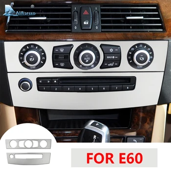 Hava hızı BMW E60 Aksesuarları BMW E60 Çıkartmalar BMW E60 M5 İç Trim AC CD Çerçeve Topuzu Merkezi Konsol Paneli Sticker