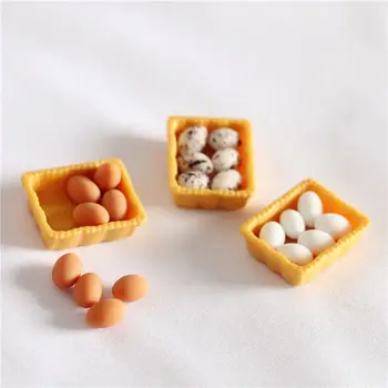 Hediye Oyun Evi Minyatür Simülasyon Gıda Sahne Modeli Mini Yumurta Tepsisi Dollhouse Yumurta Mutfak Oyuncak Bebek Aksesuarları