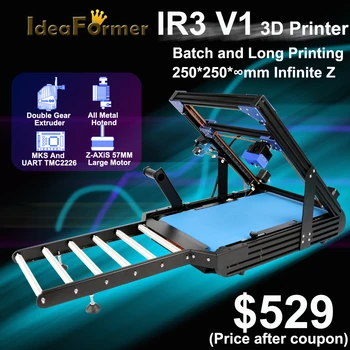 IdeaFormer IR3 V1 3D Yazıcı FDM 250*250 * ∞mm Sonsuz Z CoreXY ikili ekstruder TMC2226 Konveyör Bant 3D Yazıcı Makinesi