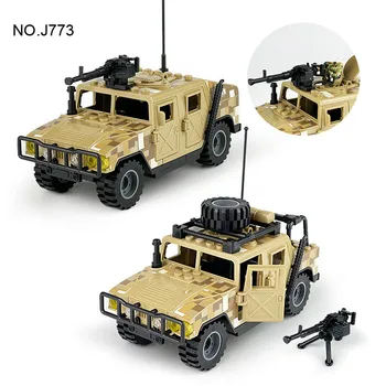 J773 Askeri Araba SWAT Jeep Askeri Alan Araç Hummer Yapı Taşları Silah Modeli Oyuncaklar Çocuklar DIY Eğitici