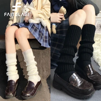 Japon Lolita Tatlı Kız bacak ısıtıcısı Çorap Kadınlar Uzun Diz Yün Topu Örgü ayak koruyucu Cosplay Sonbahar Kış Sıcak Punk Y2k Çorap