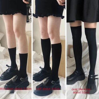JK Kadın Çorap Sevimli Siyah Beyaz Kadife Lolita Uzun Çorap Düz Renk diz üstü çorap Moda Kawaii Cosplay Seksi Naylon Çorap