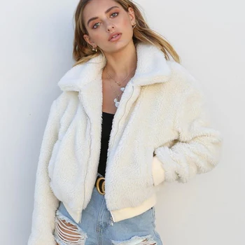 Jocoo Jolee 2022 Yeni Sonbahar Kış Polar Ceket Kadınlar Casual Vintage Katı Renk Fermuar Üstleri Sıcak Yastıklı Parkas Coat Palto