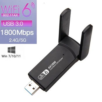 Kablosuz WiFi 6 USB Ağ Adaptörü 802.11 ax WiFi6 Reseptör 1800Mbps Çift Bant 2.4 G 5.8 G Bilgisayar için İŞLETİM SİSTEMİ ile Pencere 7/10/11