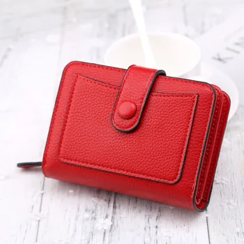 Kadın Cüzdan 2022 Yeni Lüks Marka Kırmızı Siyah Küçük Mini bozuk para cüzdanı Çile kart tutucu bayan cüzdanı Fermuar Kadın Deri Toka
