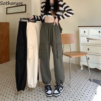 Kadın Gevşek Eğlence Streetwear Öğrenciler BF kargo Pantolon Moda kore Tarzı Şık Sonbahar Yeni Gelenler Kadın Uzun Koşu Pantolon
