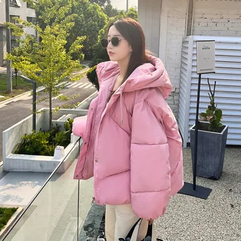 Kadın Giyim Kış Ceket Kore Moda Gevşek Şeker renkli Ekmek Ceket Kapşonlu Kış Ceket Parkasdoradas De Mujer