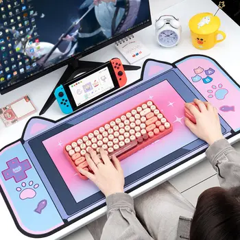 Kawaii sevimli mouse pad kız büyük karikatür sevimli kedi kulak el kalınlaşmış oyun oyun ofis kaymaz masa pedi klavye tepsisi