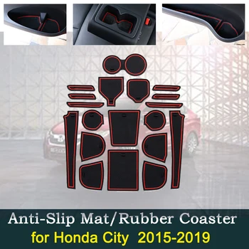 Kaymaz Kirli Toz Kapısı Paspaslar Bardak Oluk Pedleri Honda City 2015 için 2016 2017 2018 2019 Delik Ped Araba Styling Aksesuarları Araçlar