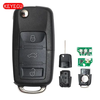 Keyecu Flip Uzaktan Anahtar 3 Düğme 434 MHZ ile ID48 Çip 1K0 959 753G VW Golf Jetta Touran Koltuk