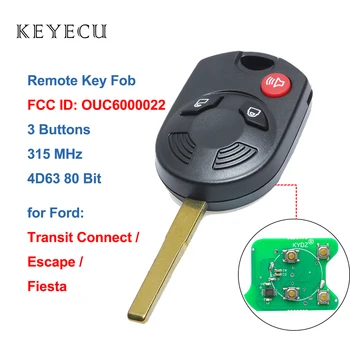 Keyecu için 3 düğmeli uzak Anahtar Ford Escape Fiesta Transit Connect 2012-2017 4D63 80bit çip lazer bıçak 315MHz OUCD6000022